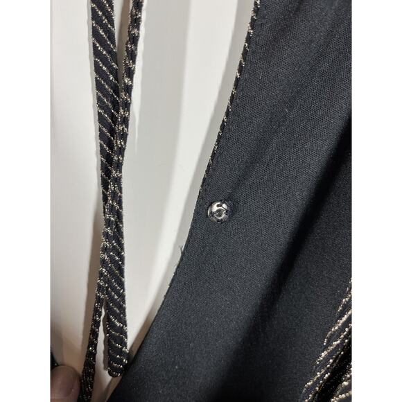 Torrid Shimmer Surplice Neck Wide Leg Jumpsuit Black Gold 4X Tie Waist Pockets - Picture 11 of 14